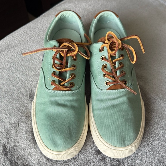 Polo Ralph Lauren Vaughn Canvas Seafoam Green Shoes sneakers Mens 9D Blue Pony - Picture 2 of 12